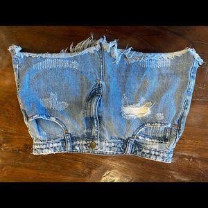 free people mini jean skirt